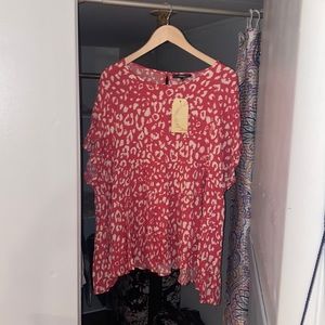 Short Sleeve Leopard Blouse in Pink